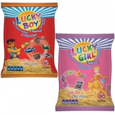 Kukurūzų lazdelės mergaitėms 40 g LUCKY GIRL ORIGINAL su žaislu