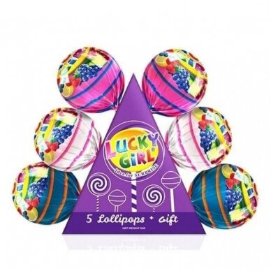 Ledinukai LolliPop ''LUCKY GIRL ''( burbulas su žaislu) 65 g 1 VNT.