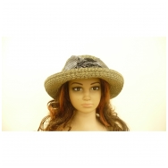 Fashionable summer hat with black ribbon