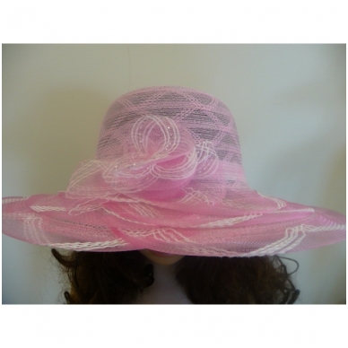 Rožinė vasarinė skrybėlė su gele 2