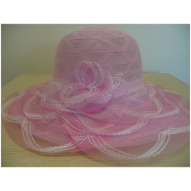 Rožinė vasarinė skrybėlė su gele 3