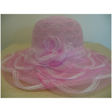 Pink summer hat with flower 3