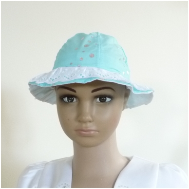 Vaikiška vasarinė kepurė su nėriniais 3